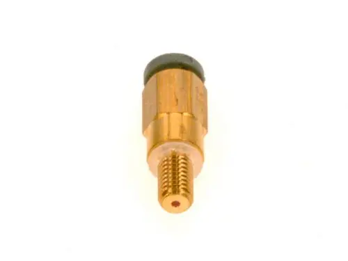 Adapter von Bosch mit einem goldenen metallischen Gehäuse und einer schwarzen Dichtung oben. Der Adapter hat ein gewindeschnitt und eine Reduzierung für verschiedene Anschlussgrößen.
